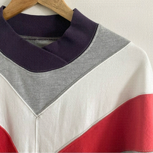 𝅺bdg Crew Neck Grey Purple Colour Block Casual Baggy Sweater